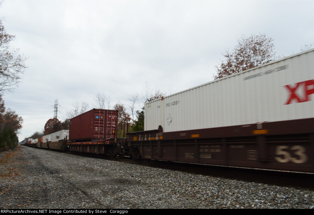 Trailer on Chassis in Double Stack Car